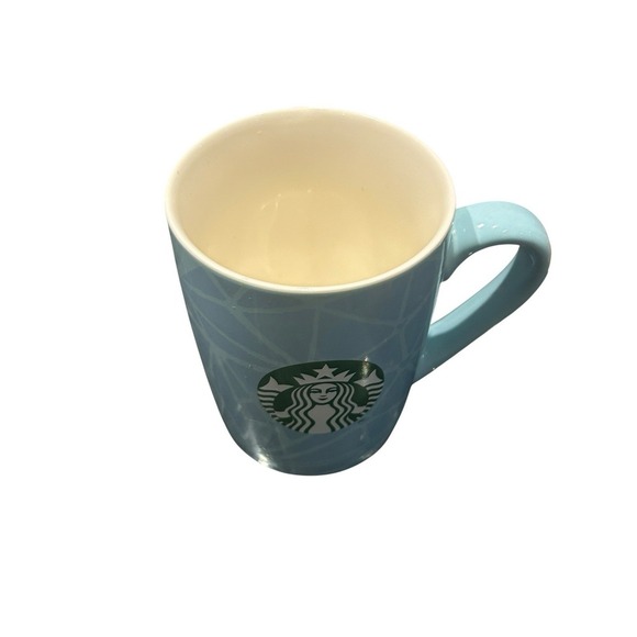 STARBUCKS Blue to Teal Green Ombre 10oz Coffee Mug 2021 Blue Geometric Design - Picture 3 of 6